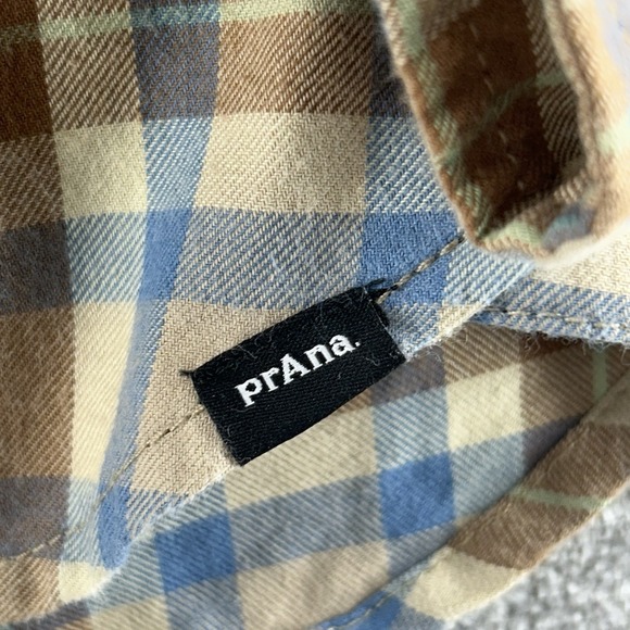 prAna Long Sleeve Shirt Slim Fit Men XXL Organic Cotton Blend Button Up Brown - Picture 2 of 8